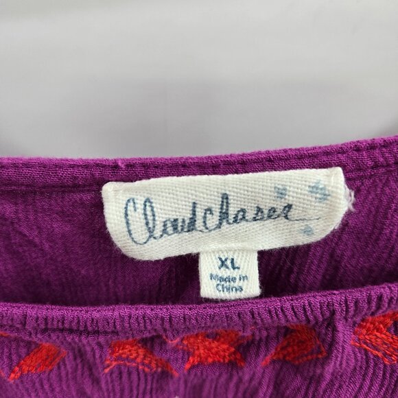Cloudchaser Purple Boho Embroidered Blouse XL - Picture 7 of 10